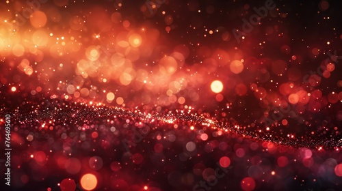 Red glitter vintage bokeh lights background © Attasit