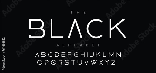 Future font alphabet. Minimal lowercase letters. Smart space typographic design for technology IT conpany logo, digital robot display graphic, innovation science text. Isolated vector typeset photo