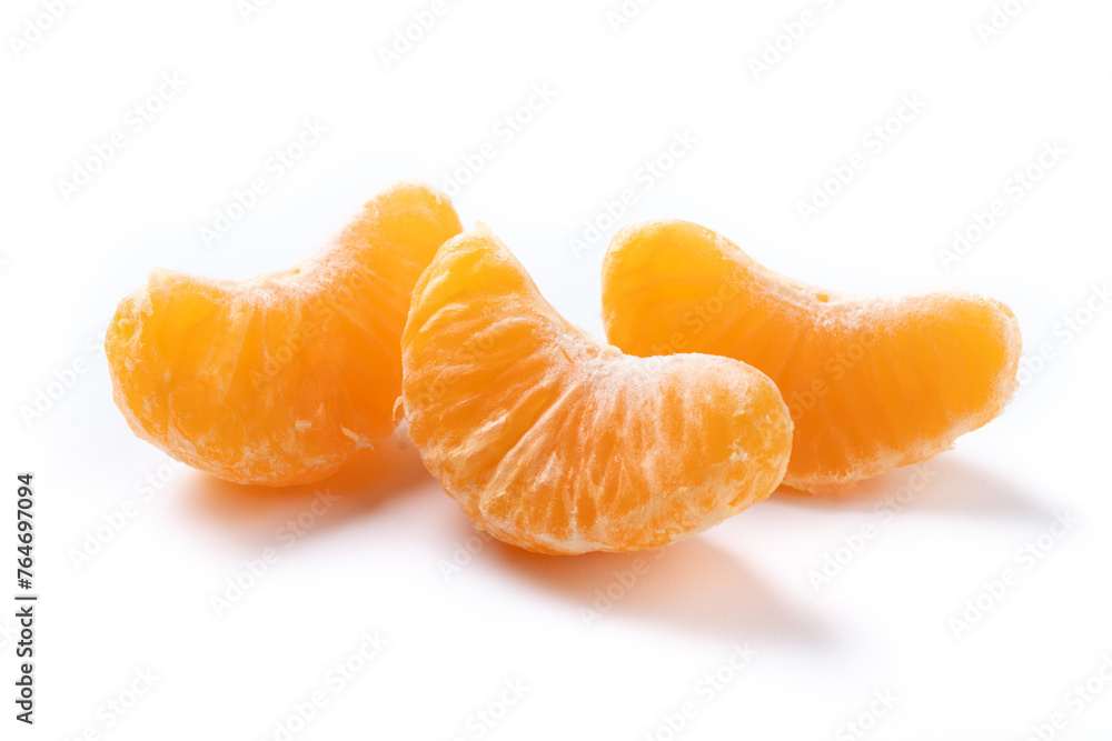 Fresh tangerines slices isolated on white background Fresh tangerines slices isolated on white background
