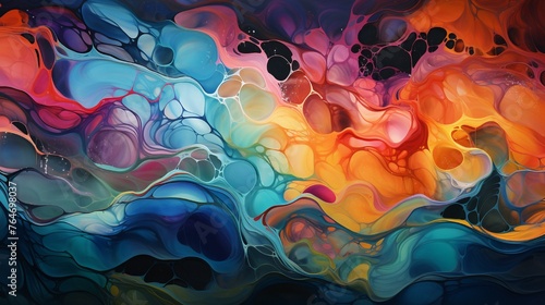 A surreal landscape composed of swirling, melted colors and disjointed forms photo