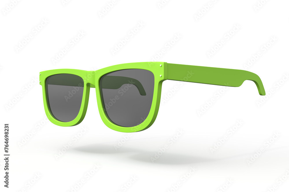 Fototapeta premium Bright green sunglasses isolated on white