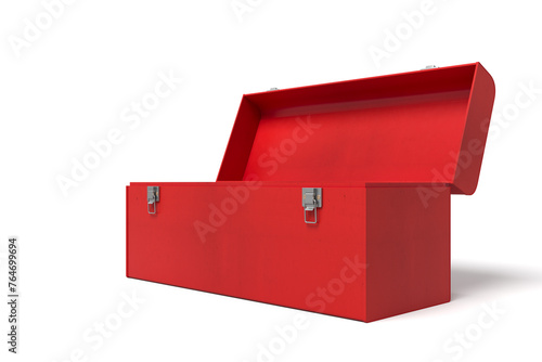 Red toolbox open on white background