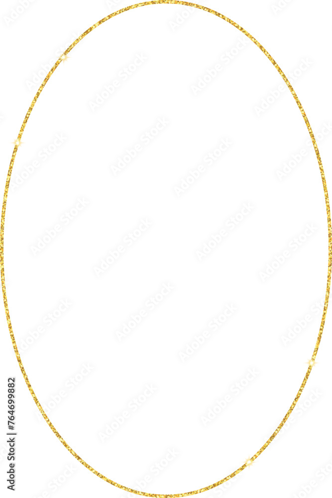 Oval gold glitter frame, luxury decorative border for card, banner, invitation, vector illustration, cut out, isolated. Oval gold glitter frame, luxury decorative border for card, banner, invitation, vector illustration, cut out, isolated.
