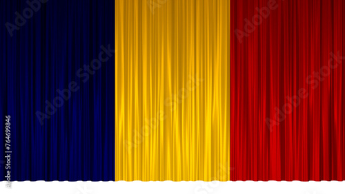 geschlossener Vorhang in den Farben der Flagge Rumäniens photo