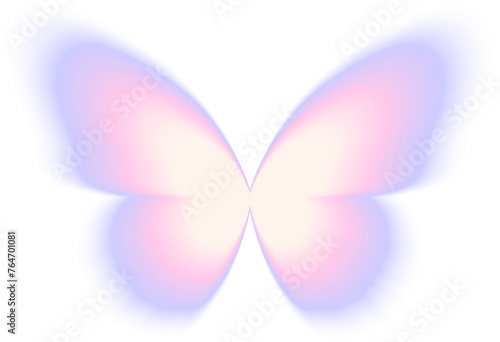 Blur gradient butterfly shape in pastel color, y2k style element for social post, banner, poster, png isolated on transparent background. 