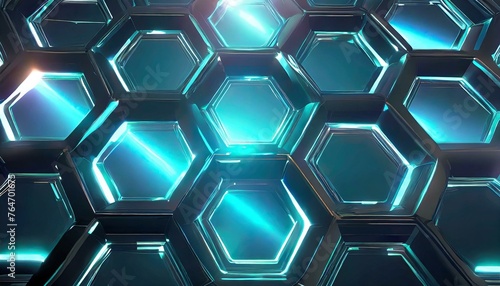 abstract background with hexagons, Hexagonal abstract metal background with light 