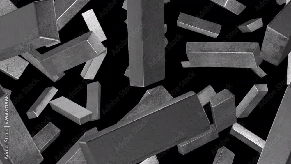 Silverware Falling Falling Silver Bars, Looping Seamless Animation Rain of Falling Silver ...