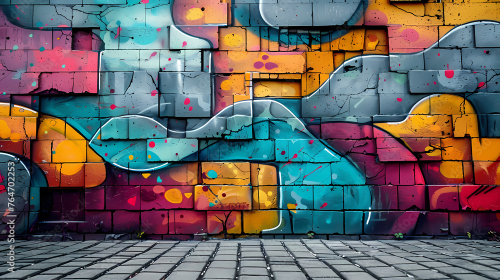 Fototapeta premium Graffiti brick wall