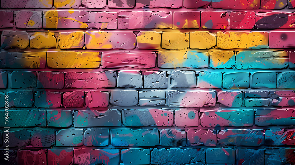 Fototapeta premium Graffiti brick wall