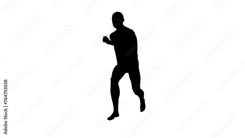 3D Render : a silhouettes running male character with white background, 45 degrees front view 3D Render : a silhouettes running male character with white background, 45 degrees front view