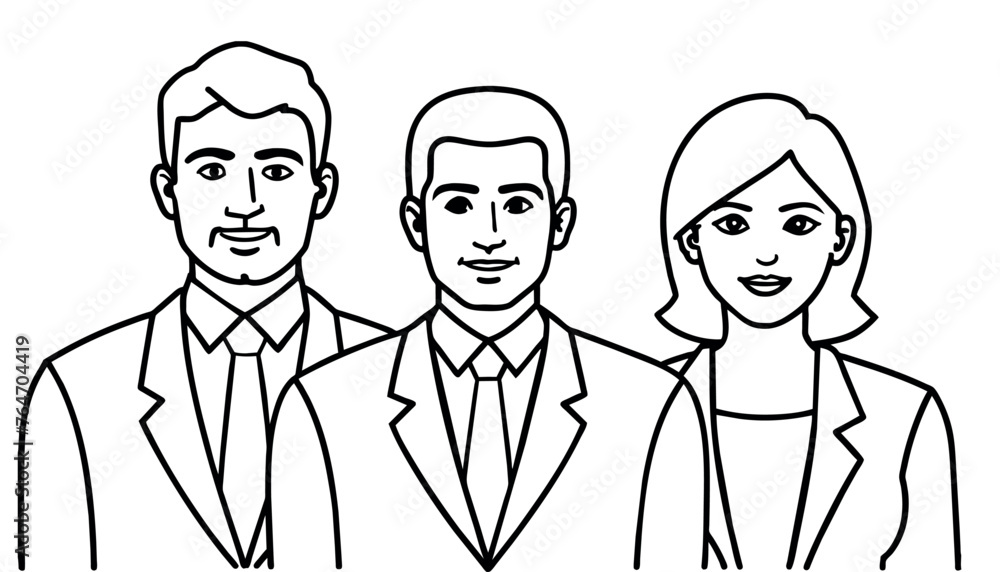 group of line art business people illustration