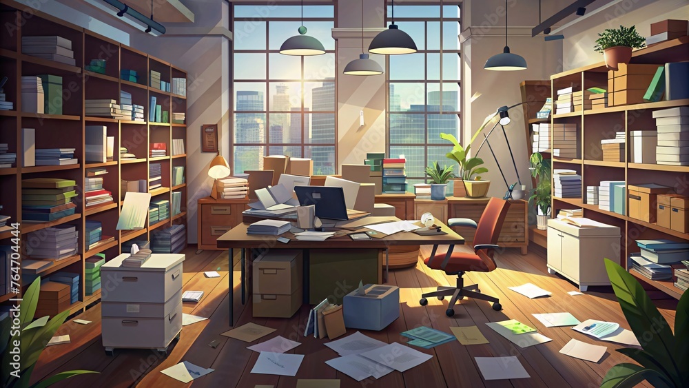 custom made wallpaper toronto digitalmessy office with many folders and documents on wooden floor.