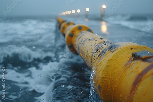 Yellow Pipe in the Middle of a Body of Water