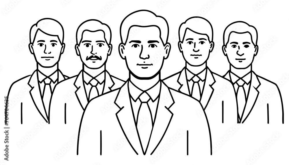 group of line art business people illustration