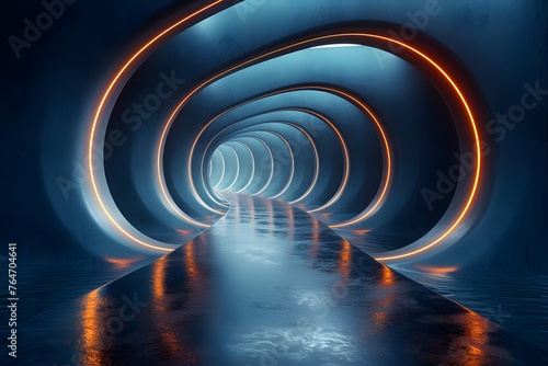 Tunnel With Central Lights