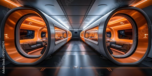 Sustainable travel: Vacuum tube transportation propels sleek pods at mph. Concept Sustainable Travel, Vacuum Tube Transportation, Speed Pods, Innovative Technology