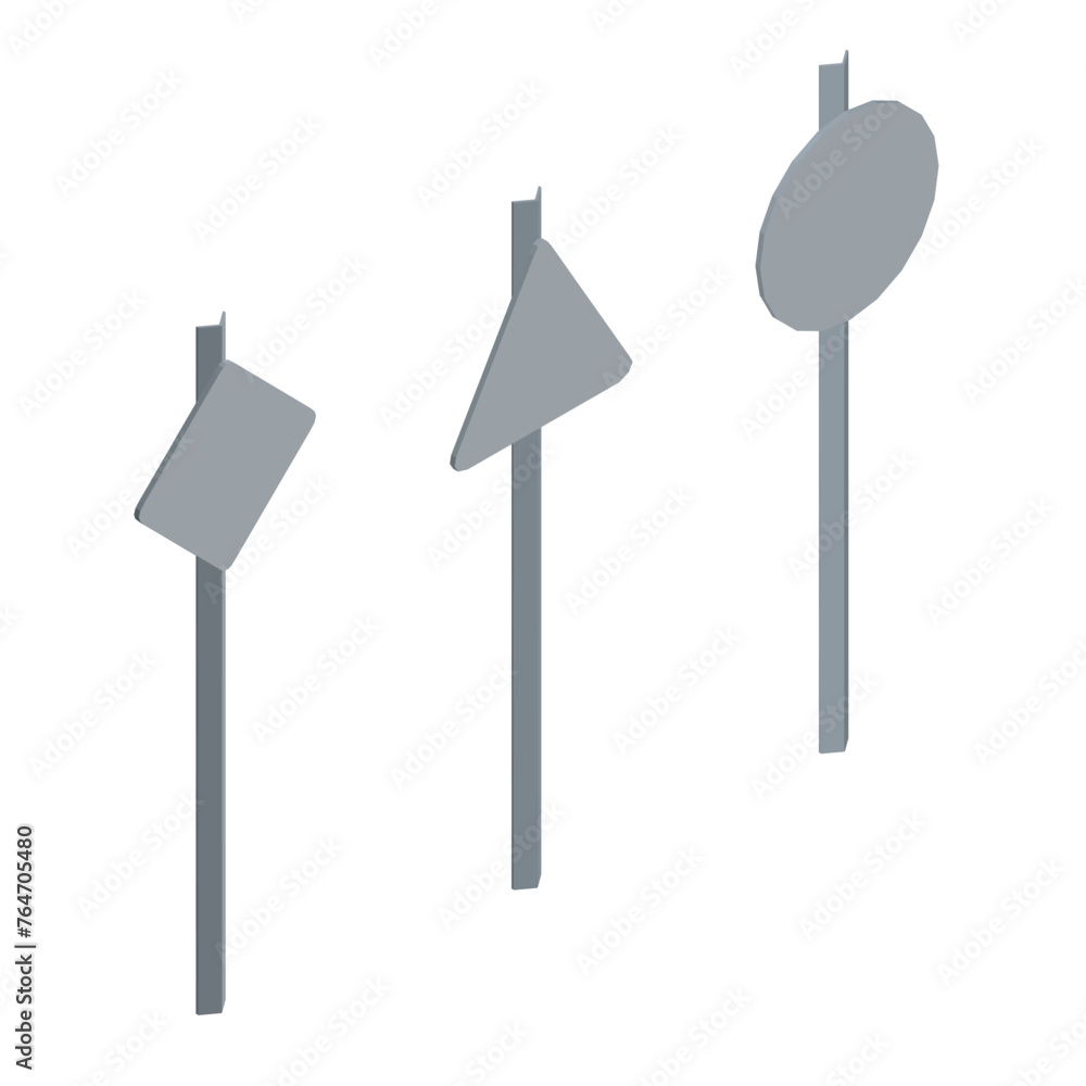 Polygonal model of road sings set isolated on white background. Road empty board sing. Vector illustration. Isometric view. 3D.3d3 Polygonal model of road sings set isolated on white background. Road empty board sing. Vector illustration. Isometric view. 3D.3d3
