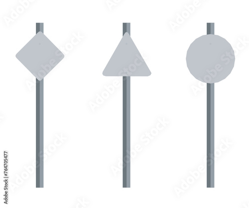 Polygonal model of road sings set isolated on white background. Road empty board sing. Vector illustration. Front view. 3D.3d3