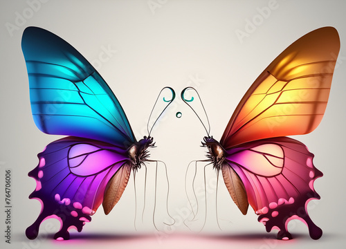 two fantasy butterflies in pastel colors