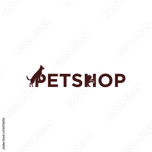 Petshop logo design vector with creative illustration