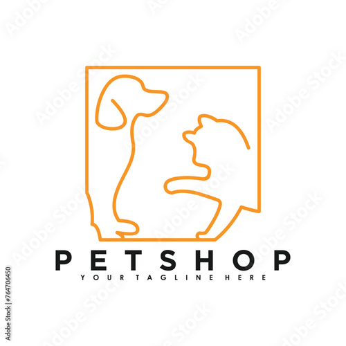 Petshop logo design vector with creative illustration