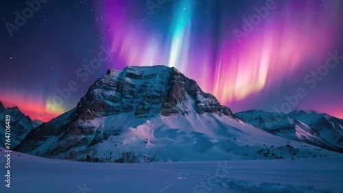 landscape mountain with aurora