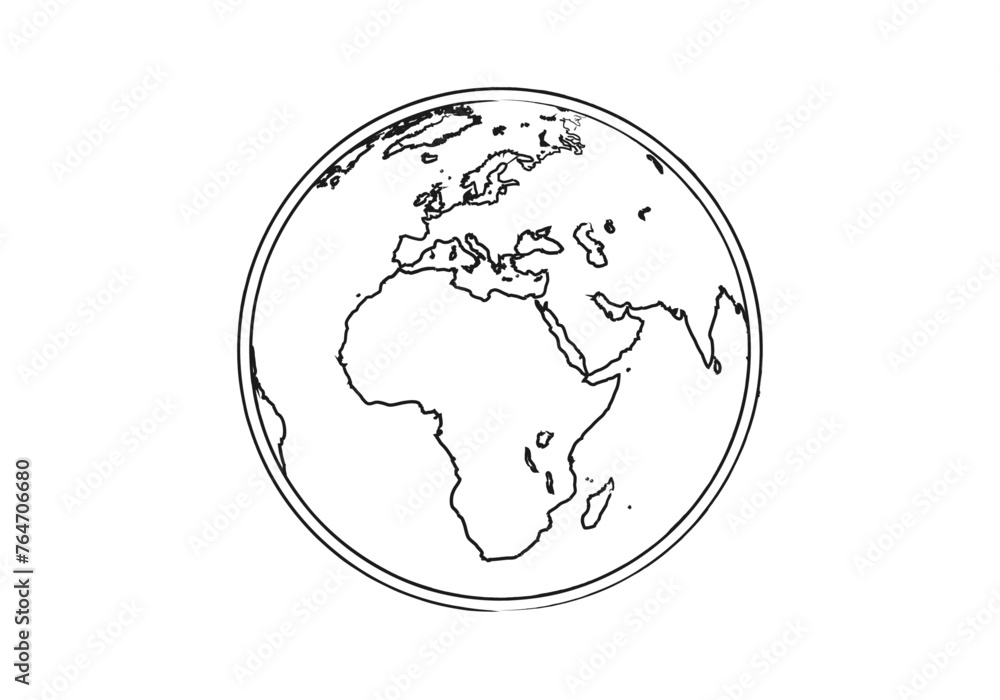 Planeta tierra hecho con trazado negro de pincel. Planeta tierra hecho con trazado negro de pincel.