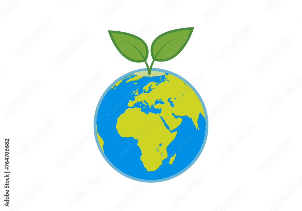 Planeta tierra con brotes de hojas de una planta. Planeta tierra con brotes de hojas de una planta.