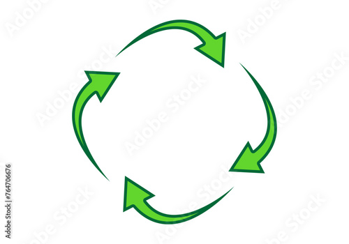 Flechas verdes en círculo de reciclaje. 