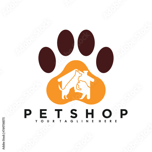 Petshop logo design vector with creative illustration