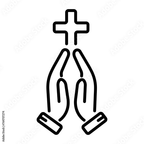 Modern line style icon of prayer gesture 