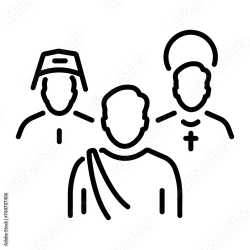 Editable line style icon of orthodox saints 