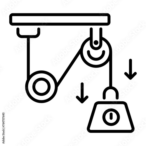 Check out line style icon of a pulley 