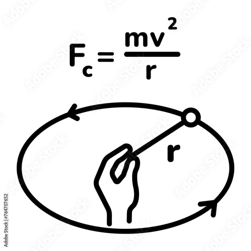 Premium line style icon of centripetal force