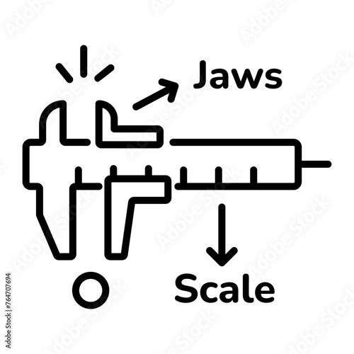 Get this line style icon of vernier calliper