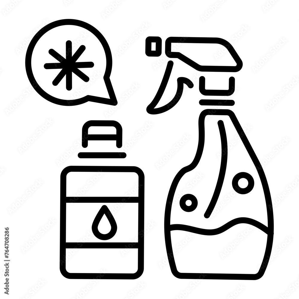 Modern line style icon depicting disinfectants Modern line style icon depicting disinfectants