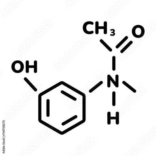 Easy to edit linear icon of paracetamol formula