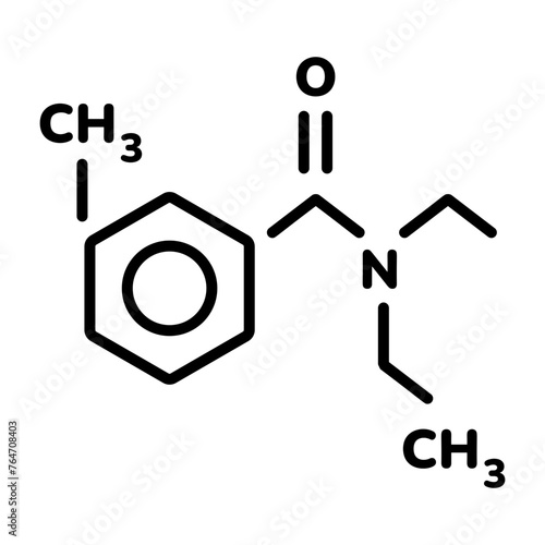 A well-designed linear icon of diethyltoluamide formula 