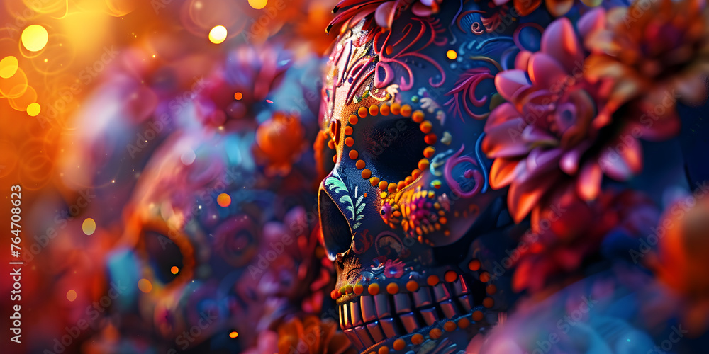 Mexican day of dead background, bright background, copy space. Mexican day of dead background, bright background, copy space.