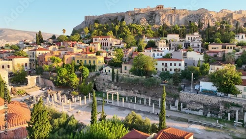 Monastiraki, plaka and Acropolis of Athens, Greece photo