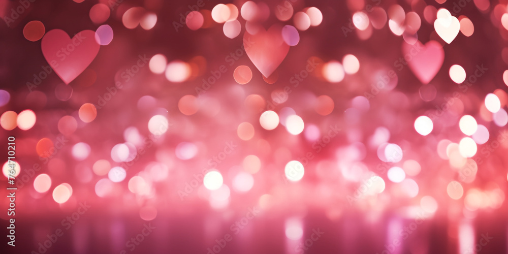 Valentine's pink: lights background, in the style of glitter, luminous palette, selective focus, vibrant stage backdrops сreated with Generative Ai