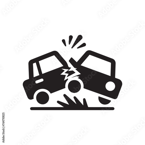 Car accident icon or car collision icon 