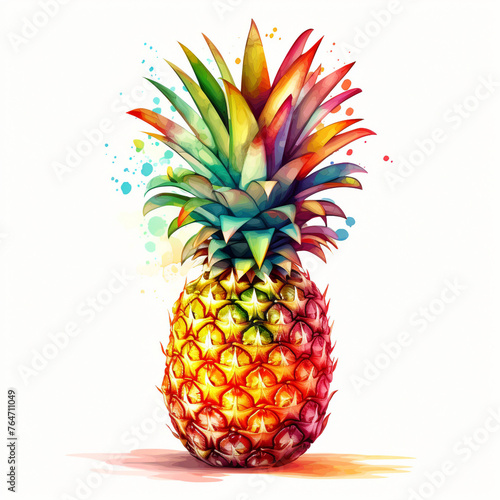 image of a pineapple with an artistic watercolour style  isolated white background   reated with Generative Ai