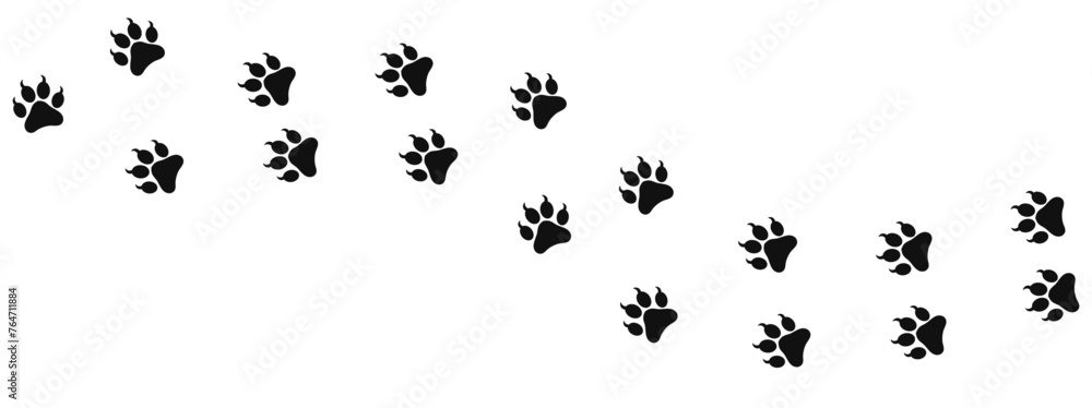 lion paw foot print silhouette vector on transparent background, animal foot print silhouette - obrazy, fototapety, plakaty 