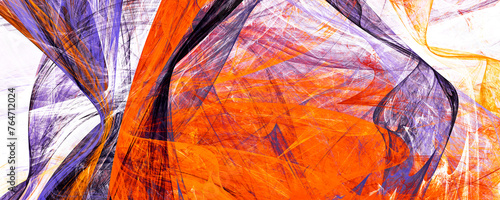 Abstract orange and violet wave background. Art paint banner. Fractal artwork for creative graphic design