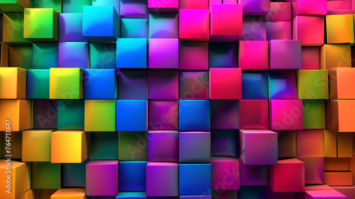 abstract background with colorful 3d cubes  3d wallpaper 