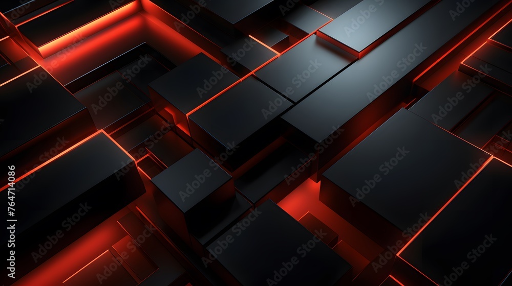 3d rendering of black and red abstract geometric background. Scene for advertising, technology, showcase, banner, game, sport, cosmetic, business, metaverse. Sci-Fi Illustration. Product display 3d rendering of black and red abstract geometric background. Scene for advertising, technology, showcase, banner, game, sport, cosmetic, business, metaverse. Sci-Fi Illustration. Product display