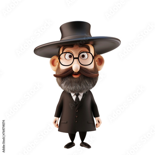 jewish man full hight - vector cartoon illustration isolated on white background 3d render Generative AI	