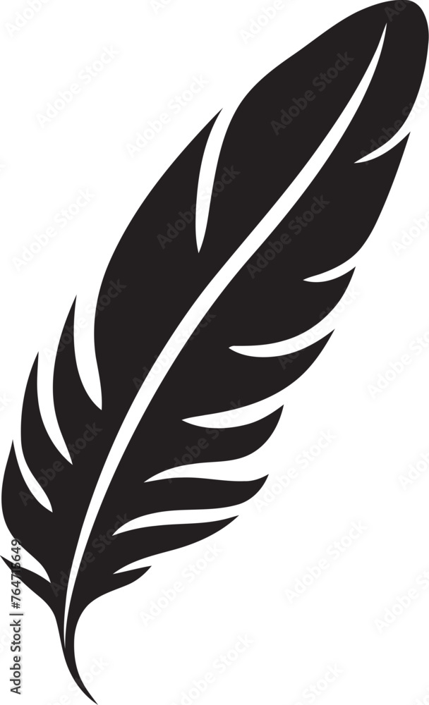 Simplistic Feather Symbol Vector Logo Minimalism Illustrated Feather Silhouette Logo Minimalist Vector Logo Representation