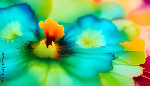 A close-up photo of colorful alcohol ink texture resembling a flower